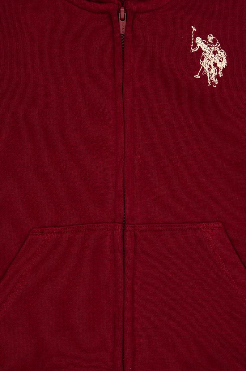 Erkek Çocuk Bordo Fermuarlı Kapüşonlu Sweatshirt