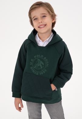 Erkek Çocuk Koyu Yeşil Kapüşonlu Sweatshirt - 50308519028