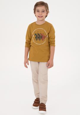 Erkek Çocuk Hardal Bisiklet Yaka Süprem Sweatshirt - 50316595025