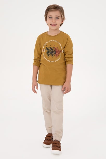Erkek Çocuk Hardal Bisiklet Yaka Süprem Sweatshirt