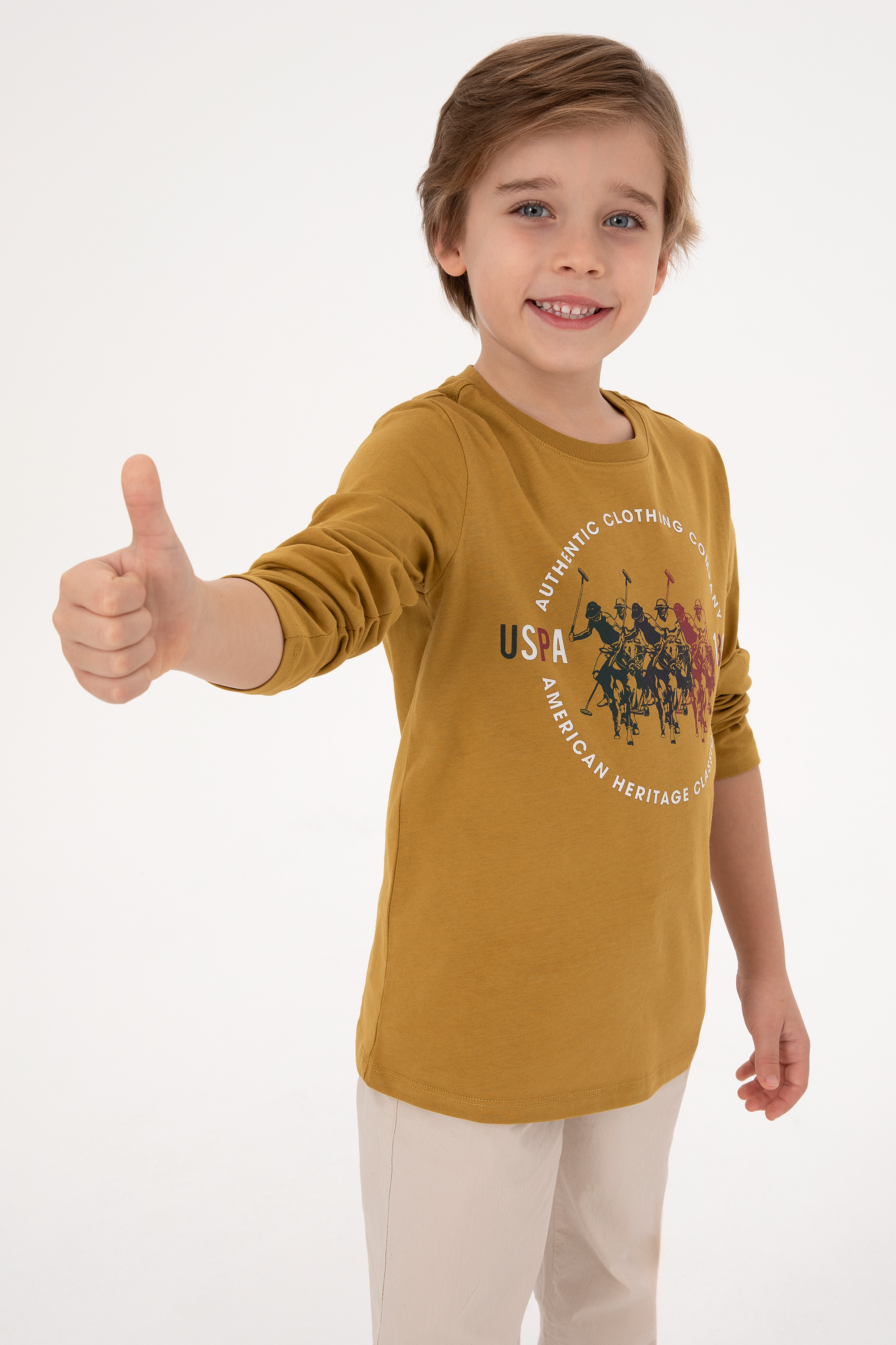Erkek Çocuk Hardal Bisiklet Yaka Süprem Sweatshirt - Image 2