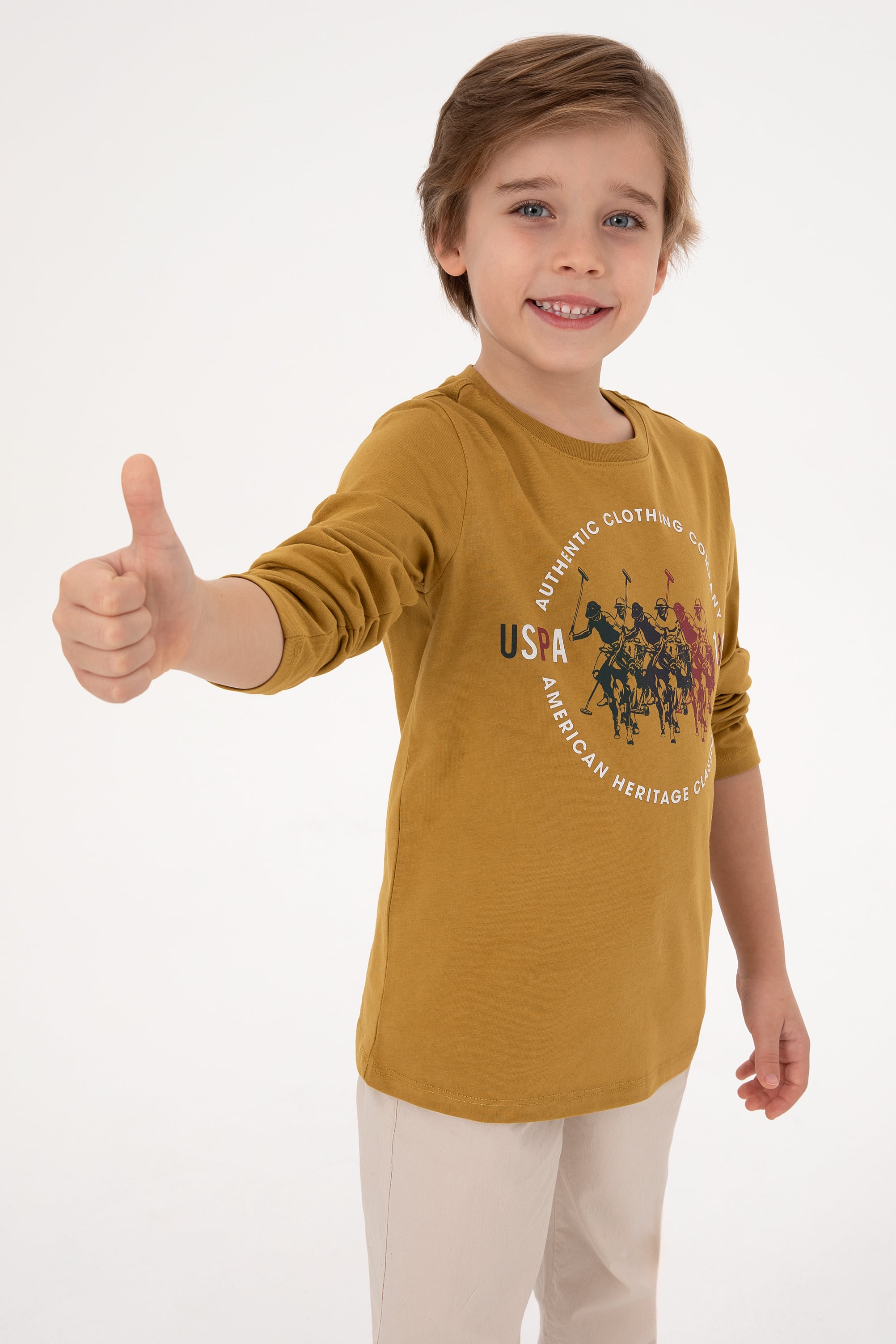 Erkek Çocuk Hardal Bisiklet Yaka Süprem Sweatshirt