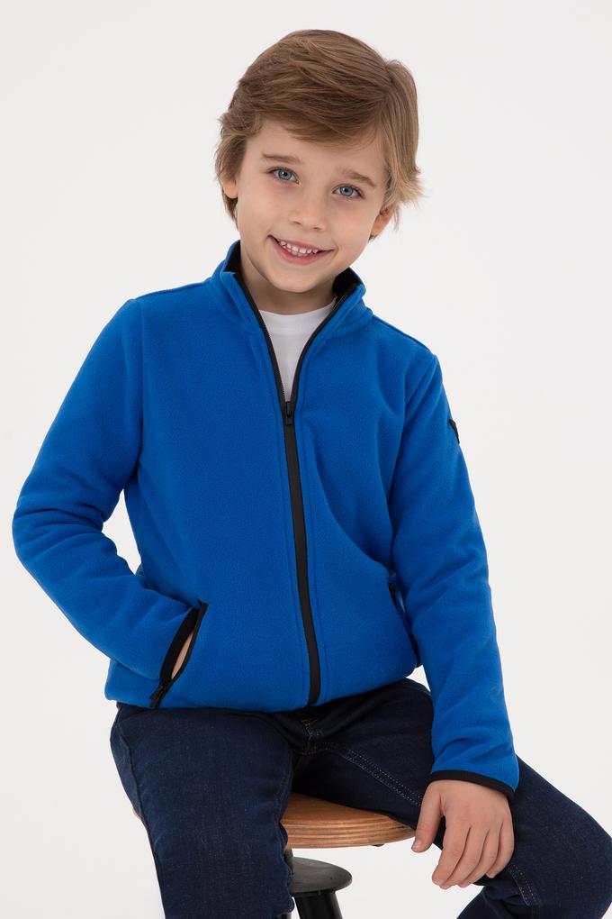 Erkek Çocuk Saks Polar Örme Hırka