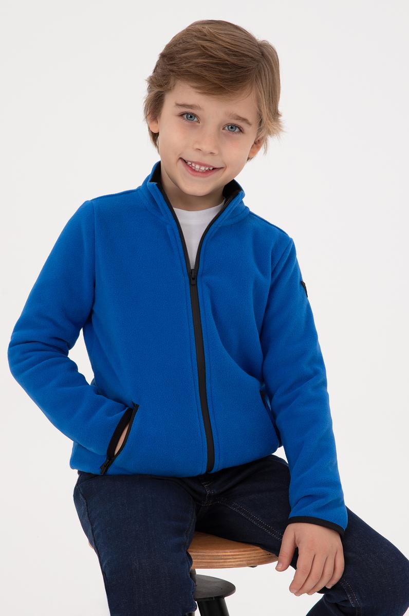 Erkek Çocuk Saks Polar Örme Hırka