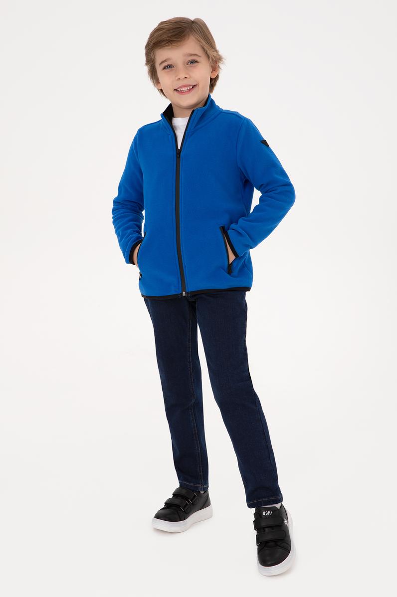 Erkek Çocuk Saks Polar Örme Hırka