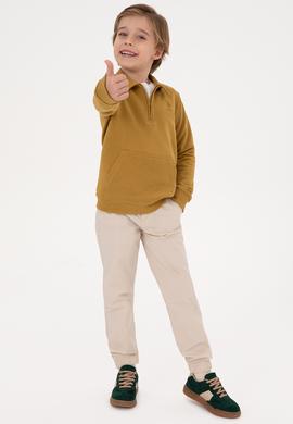 Erkek Çocuk Hardal Yarım Fermuarlı Sweatshirt - 50315816024