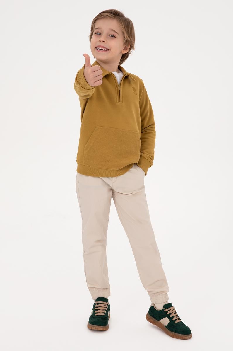Erkek Çocuk Hardal Yarım Fermuarlı Sweatshirt