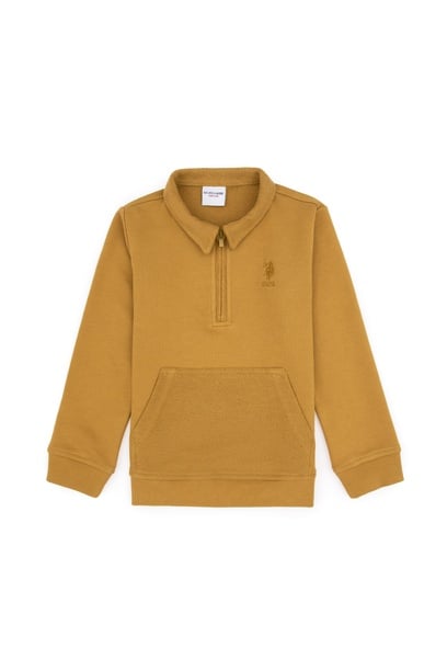 Erkek Çocuk Hardal Yarım Fermuarlı Sweatshirt