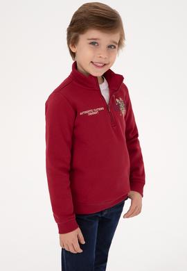 Erkek Çocuk Koyu Frambuaz Şardonlu Yarım Fermuarlı Sweatshirt - 50315815010