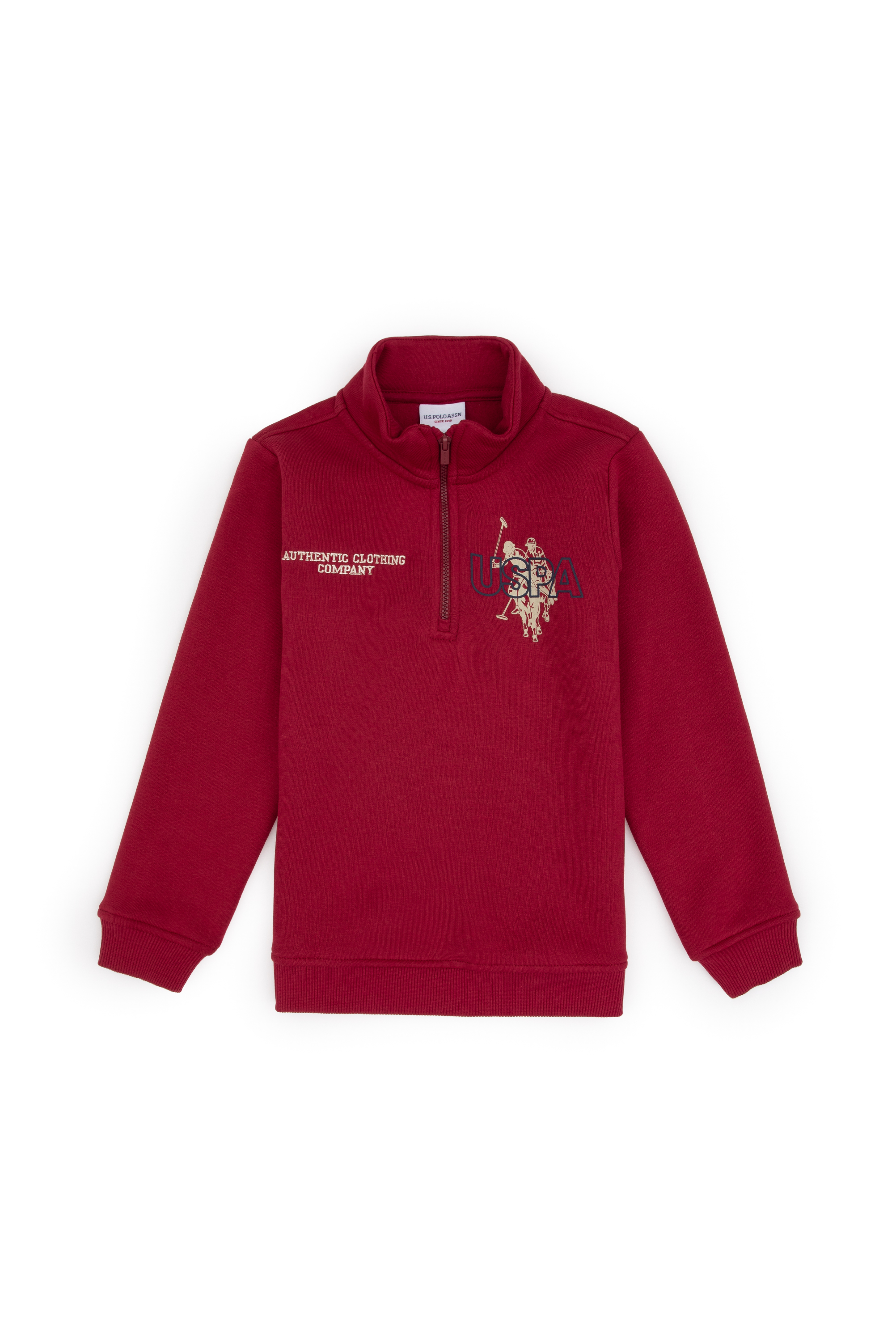 سویشرت نیم زیپ برس خورده تمشکی رگولار پسرانه یو اس پولو | U.S. Polo Assn. - تصویر 3