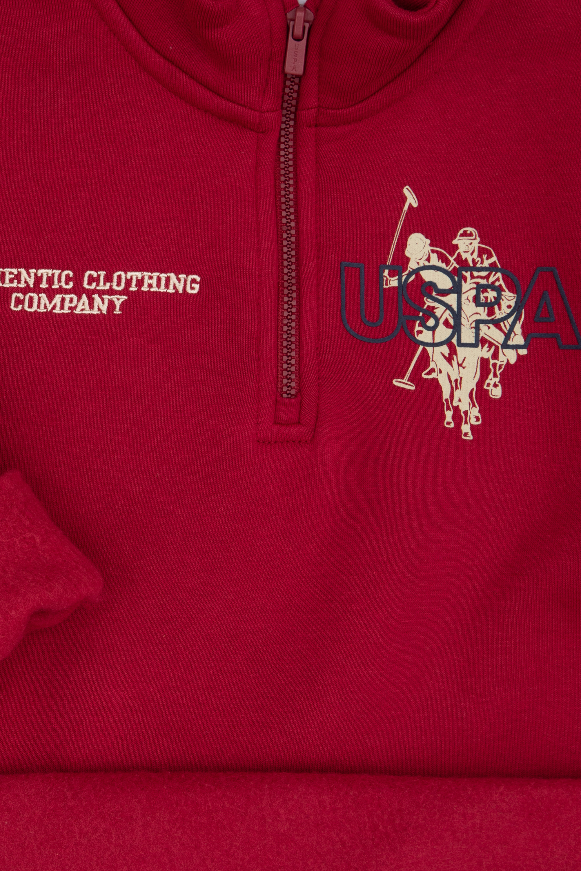 سویشرت نیم زیپ برس خورده تمشکی رگولار پسرانه یو اس پولو | U.S. Polo Assn. - تصویر 5