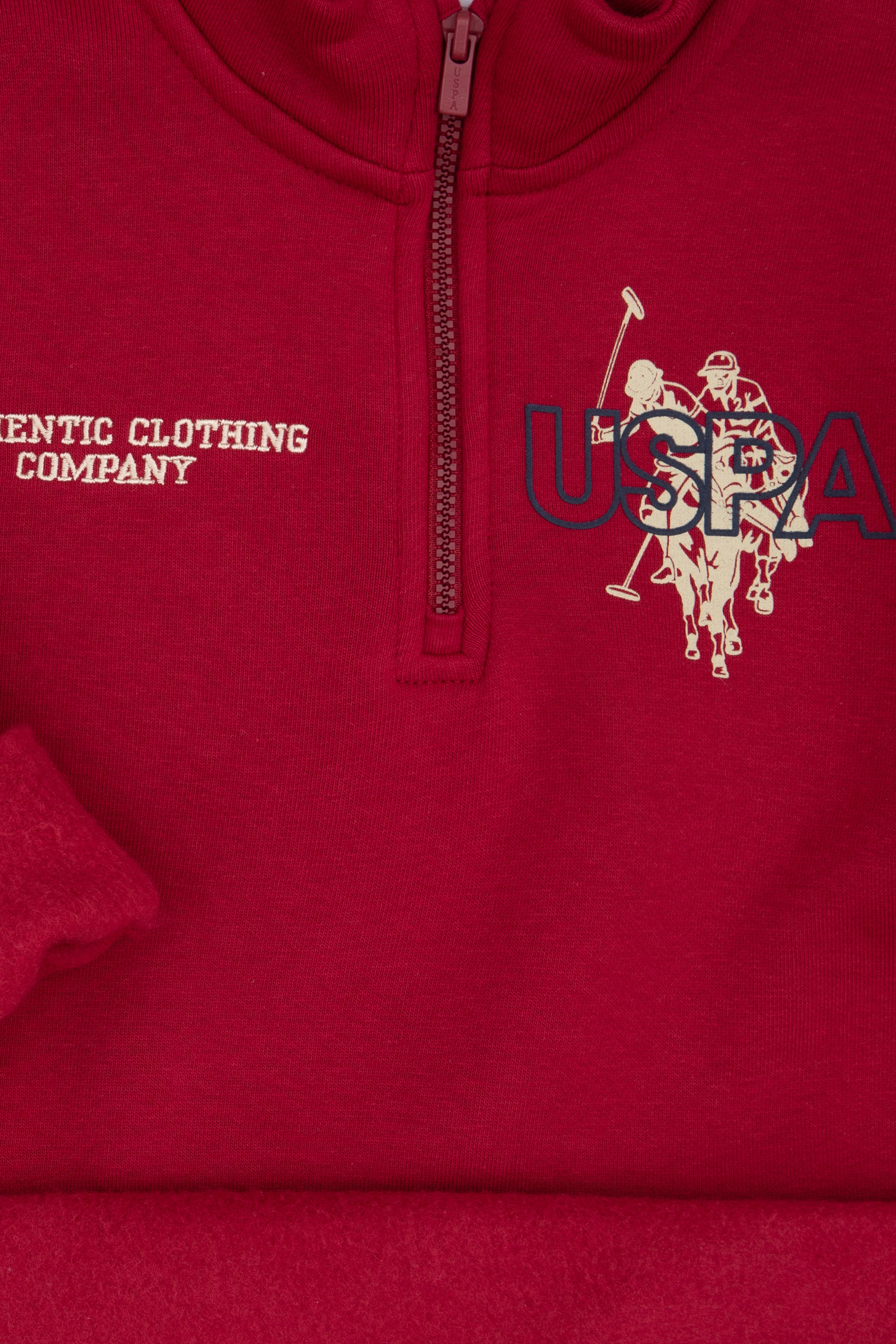 Erkek Çocuk Koyu Frambuaz Şardonlu Yarım Fermuarlı Sweatshirt - Image 5