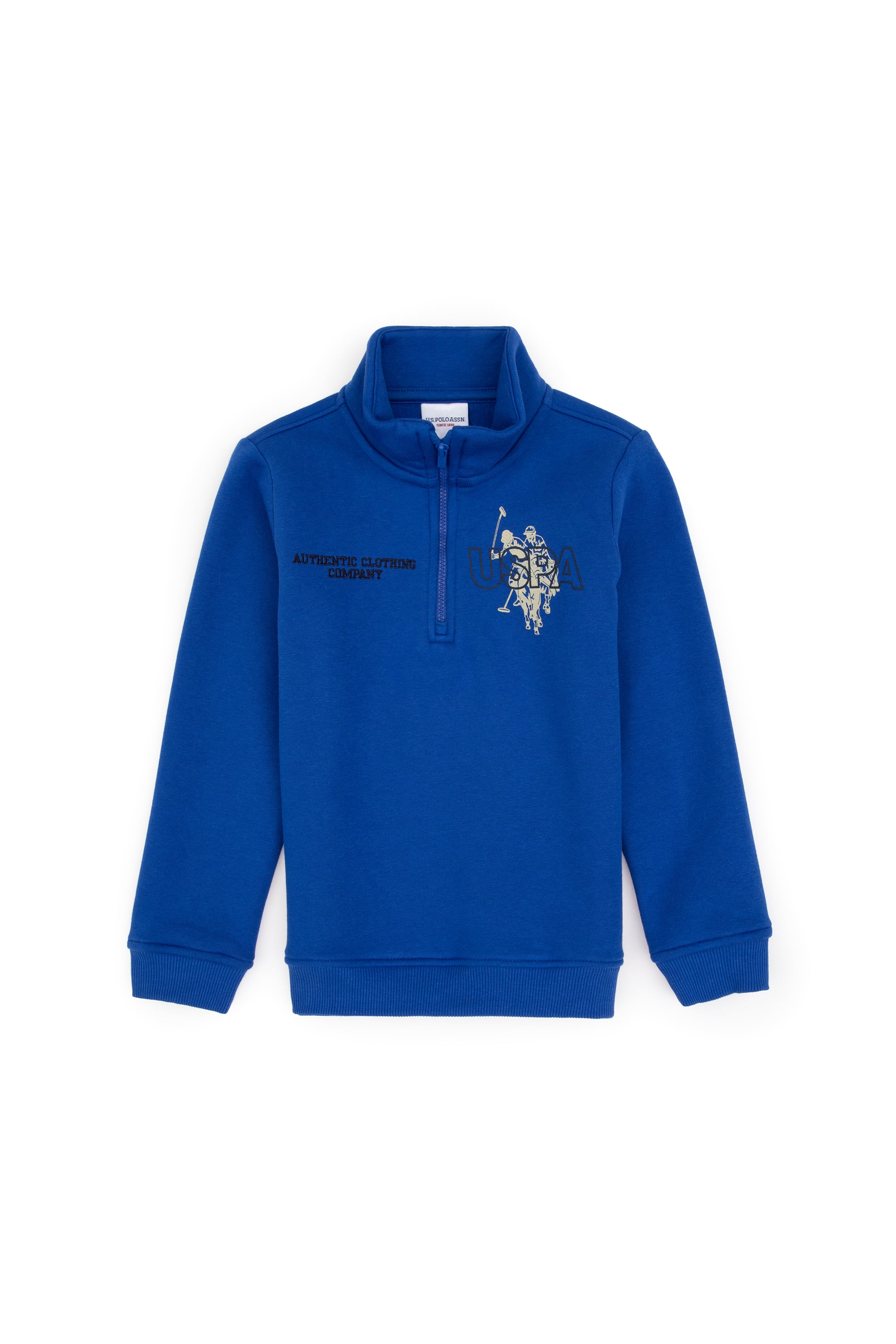 Erkek Çocuk Mavi Şardonlu Yarım Fermuarlı Sweatshirt - Image 3