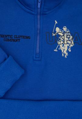 Erkek Çocuk Mavi Şardonlu Yarım Fermuarlı Sweatshirt - 50315815020