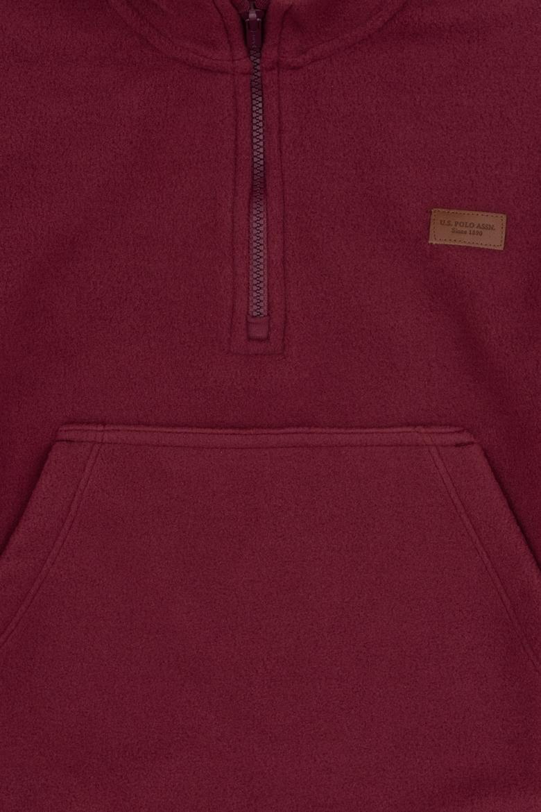 Erkek Çocuk Bordo Yarım Fermuarlı Polar Sweatshirt - 50316702027