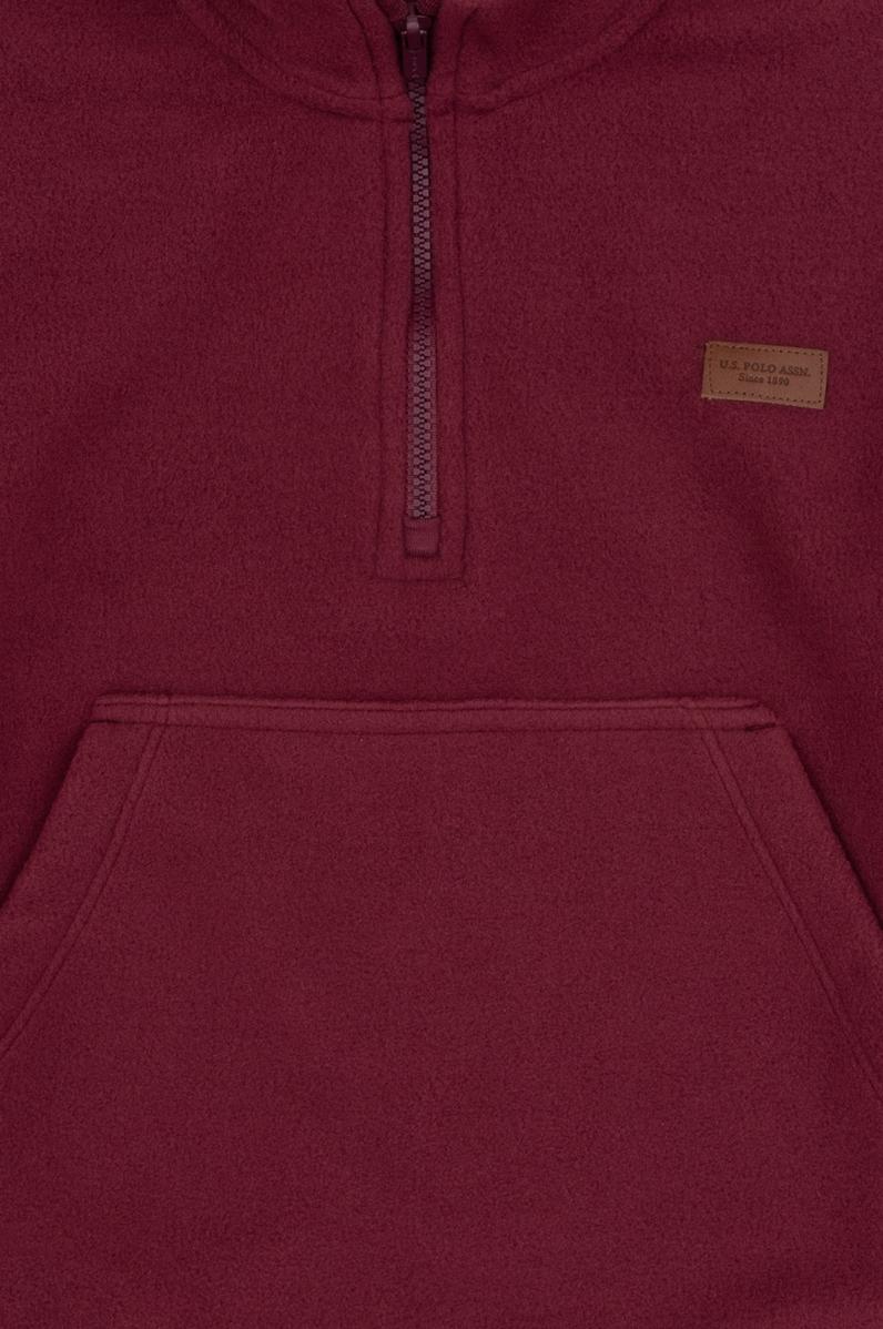 Erkek Çocuk Bordo Yarım Fermuarlı Polar Sweatshirt