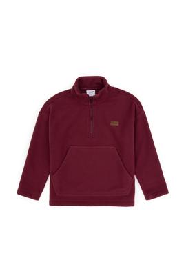 Erkek Çocuk Bordo Yarım Fermuarlı Polar Sweatshirt - 50316702027