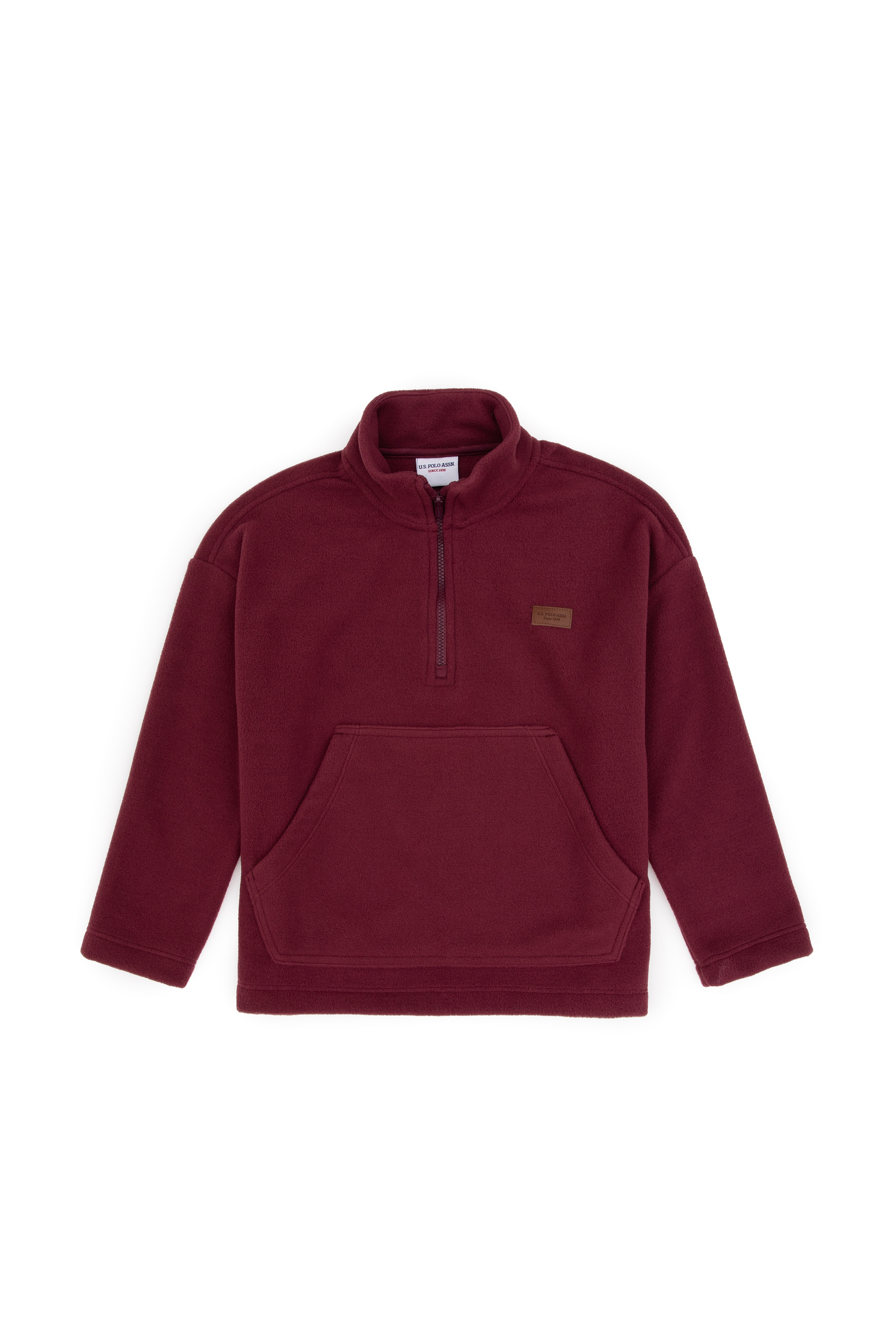 Erkek Çocuk Bordo Yarım Fermuarlı Polar Sweatshirt