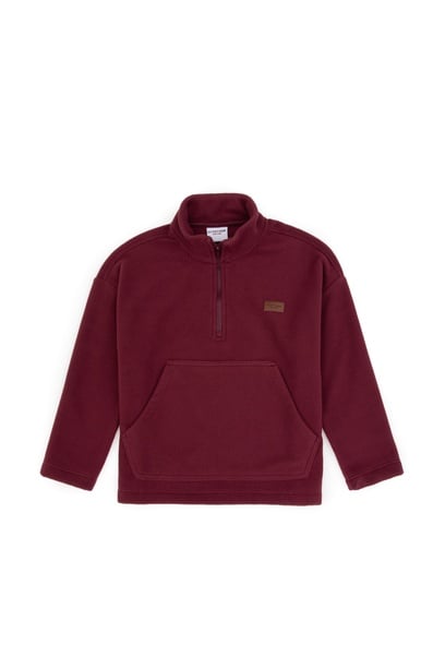 Erkek Çocuk Bordo Yarım Fermuarlı Polar Sweatshirt