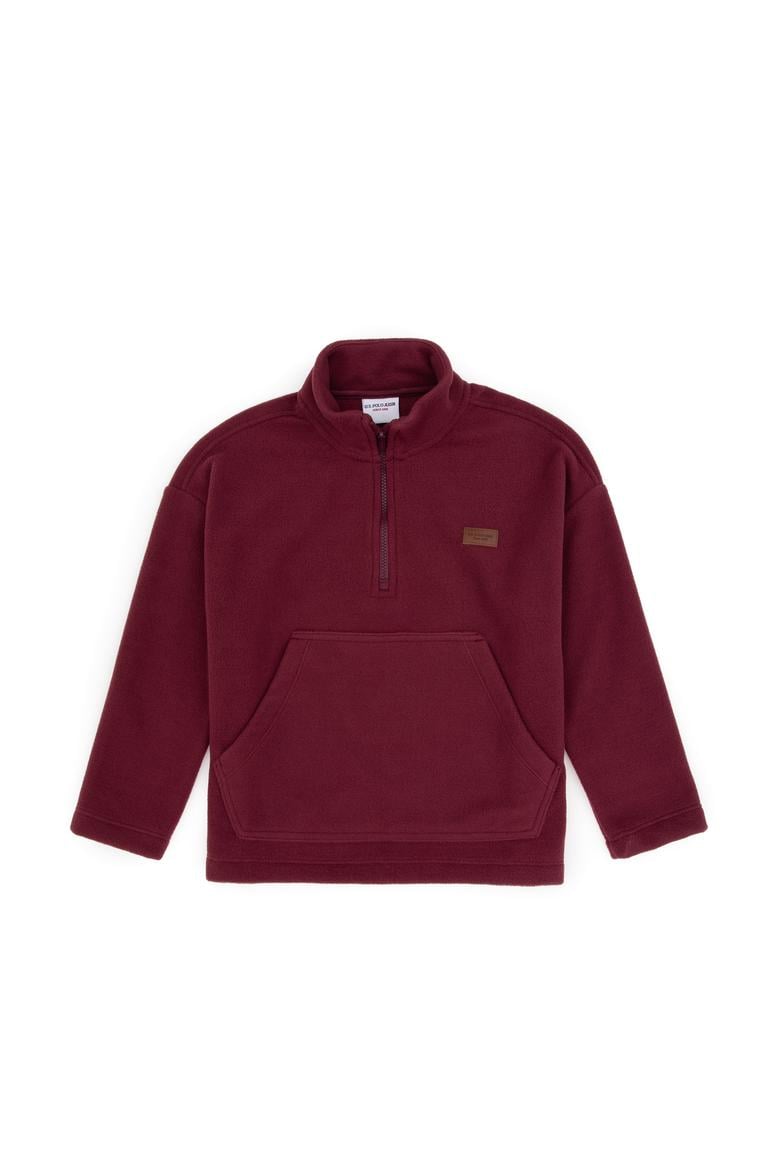 Erkek Çocuk Bordo Yarım Fermuarlı Polar Sweatshirt - 50316702027