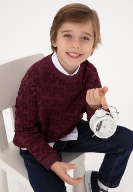 Erkek Çocuk Bordo Bisiklet Yaka Sweatshirt - 50308515031