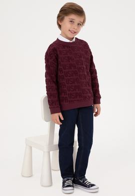 Erkek Çocuk Bordo Bisiklet Yaka Sweatshirt - 50308515031