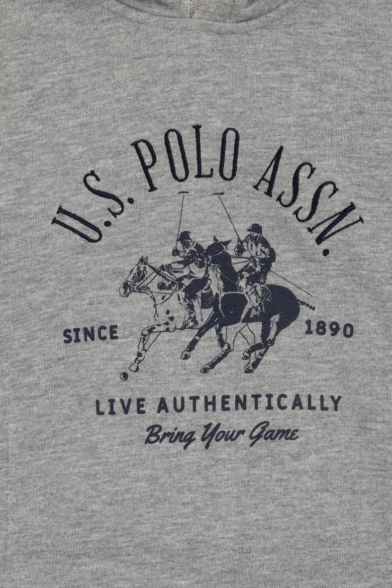 Erkek Çocuk Gri Melanj Kapüşonlu Sweatshirt - 50316623023