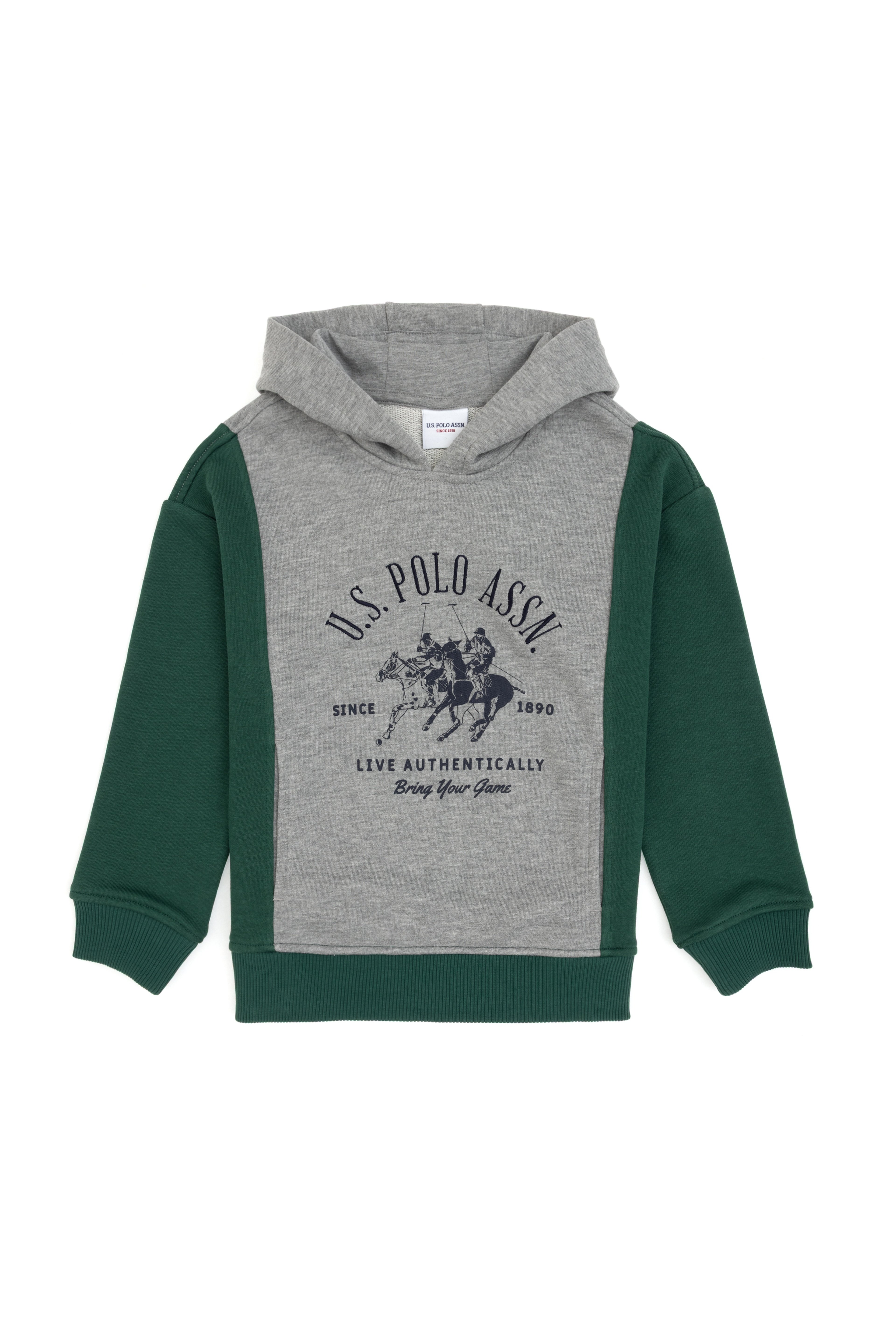 Erkek Çocuk Gri Melanj Kapüşonlu Sweatshirt - Image 3