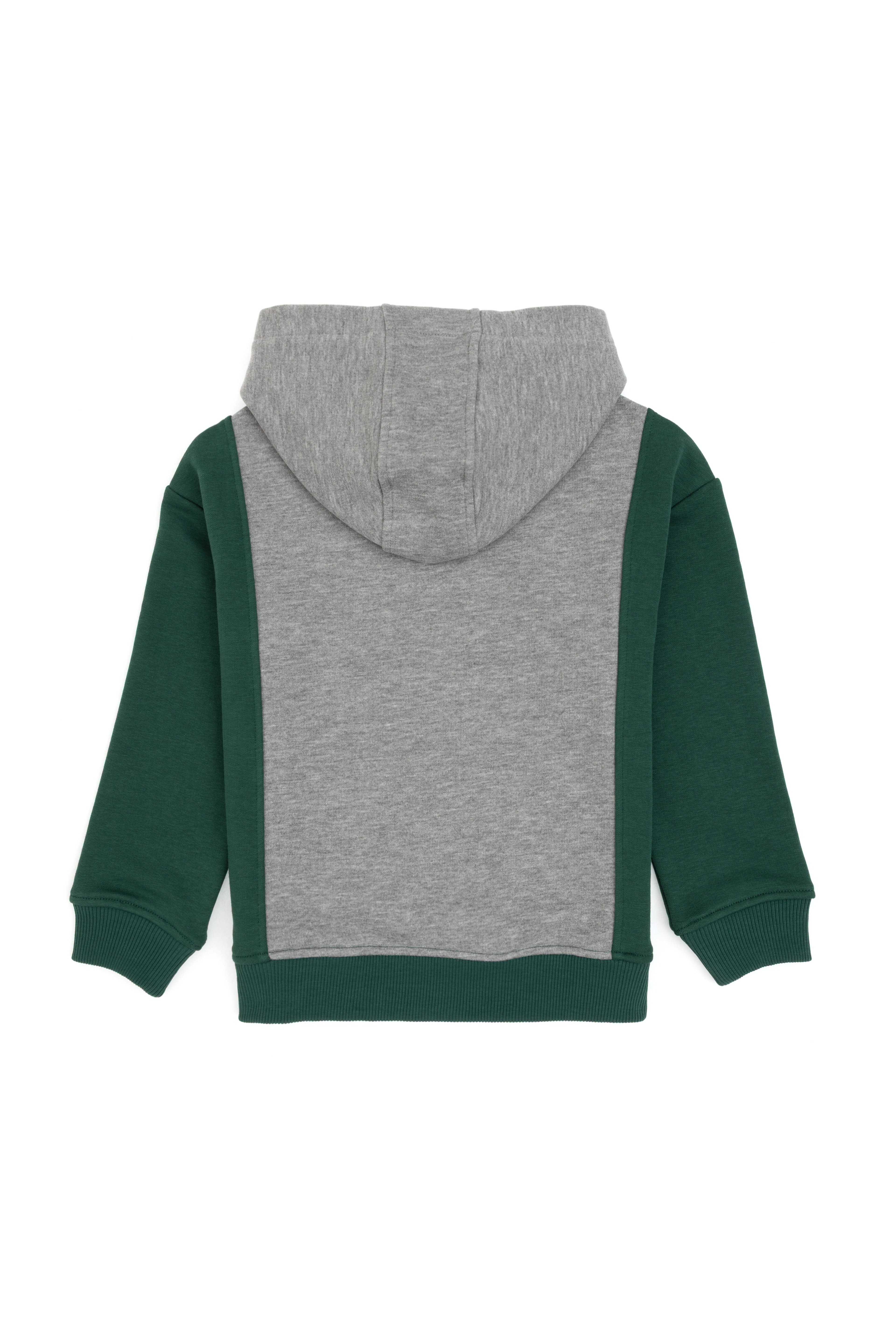 Erkek Çocuk Gri Melanj Kapüşonlu Sweatshirt - Image 4