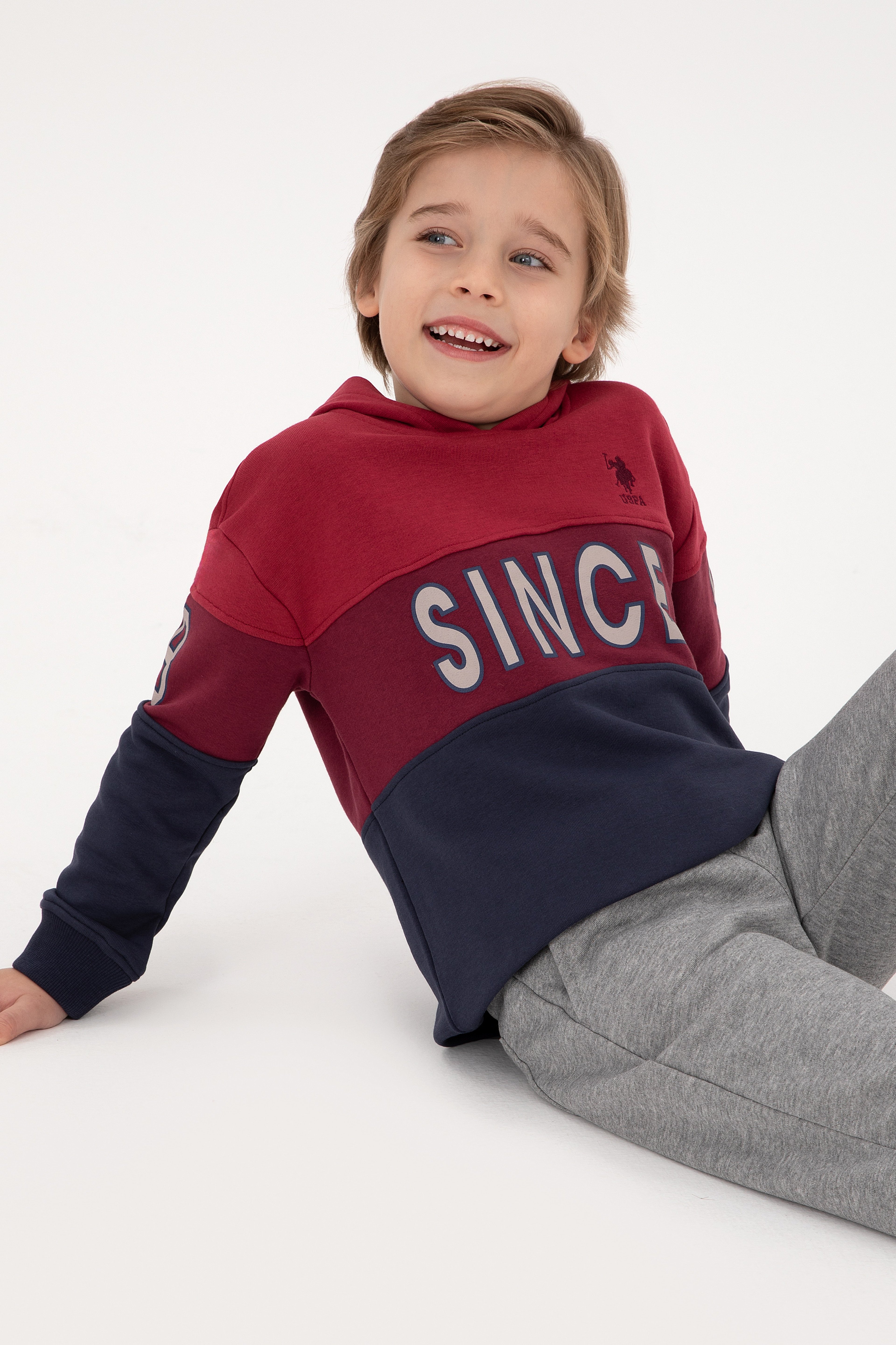 Erkek Çocuk Açık Lacivert Kapüşonlu Sweatshirt - Image 1