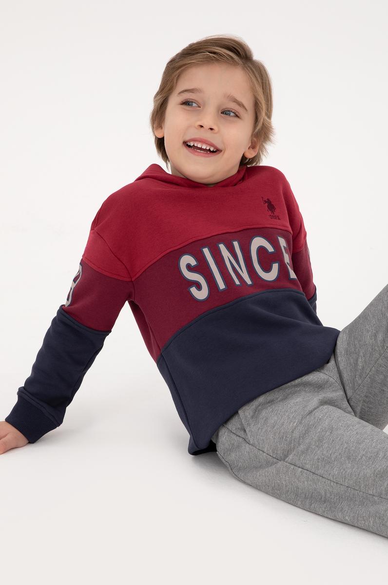 Erkek Çocuk Açık Lacivert Kapüşonlu Sweatshirt