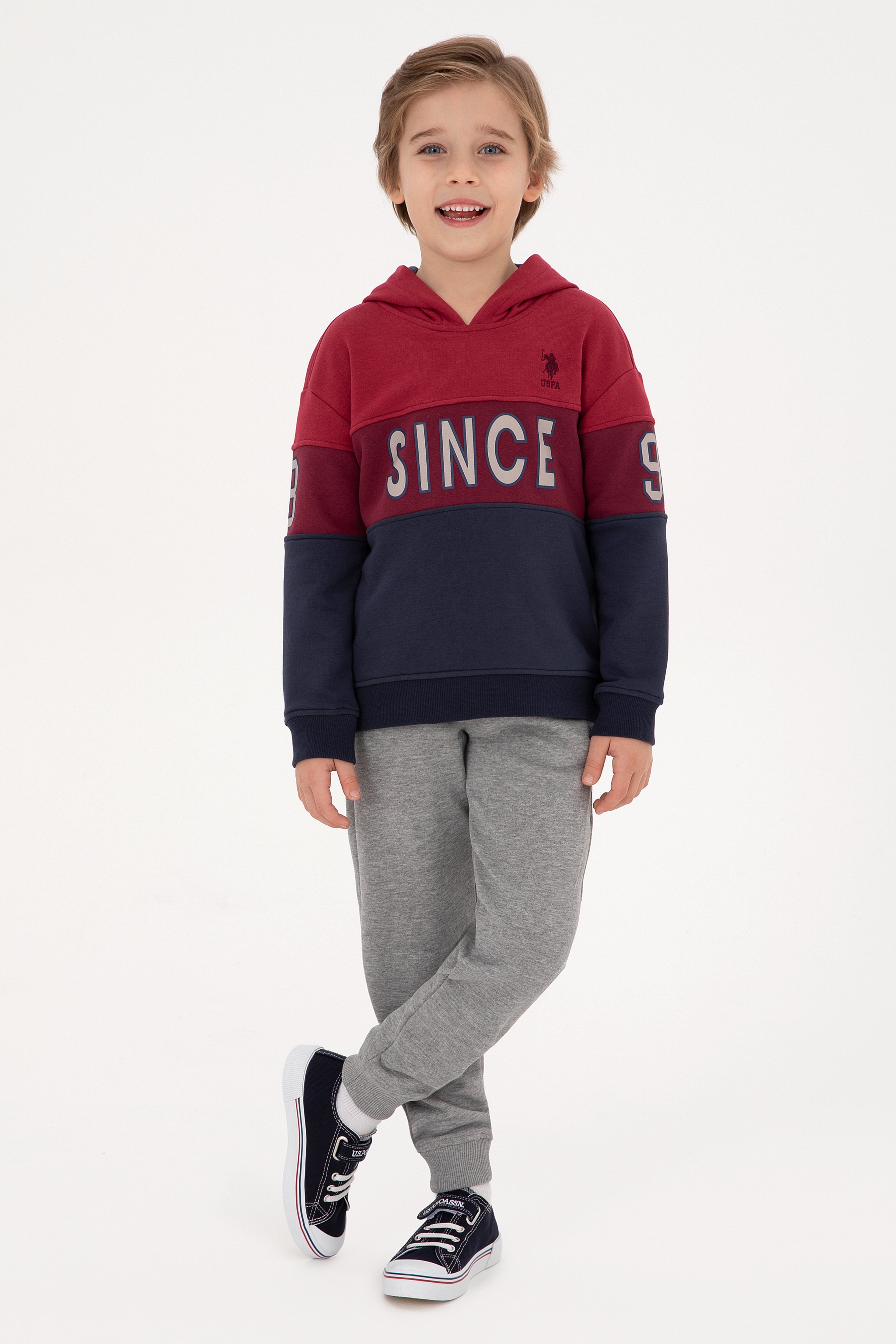 Erkek Çocuk Açık Lacivert Kapüşonlu Sweatshirt - Image 2