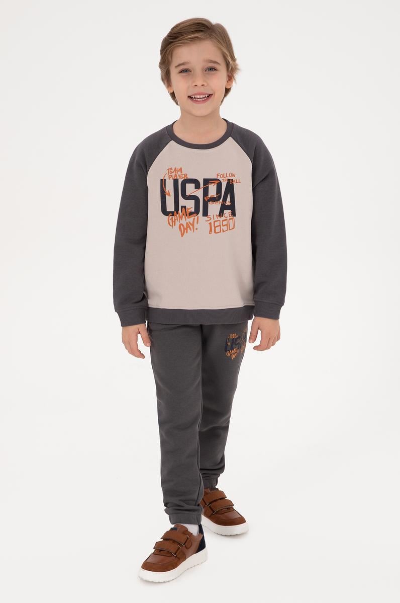 Erkek Çocuk Gri Bisiklet Yaka Sweatshirt