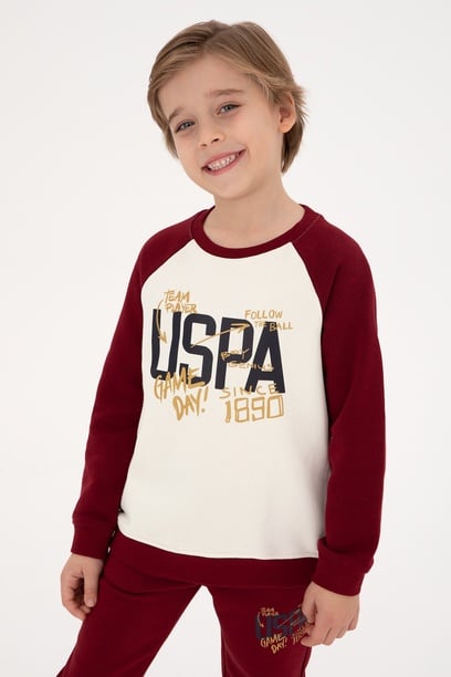 Erkek Çocuk Bordo Bisiklet Yaka Sweatshirt