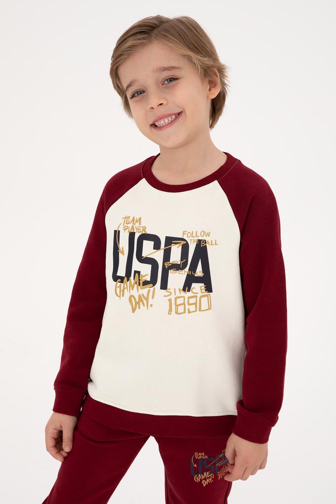 Erkek Çocuk Bordo Bisiklet Yaka Sweatshirt