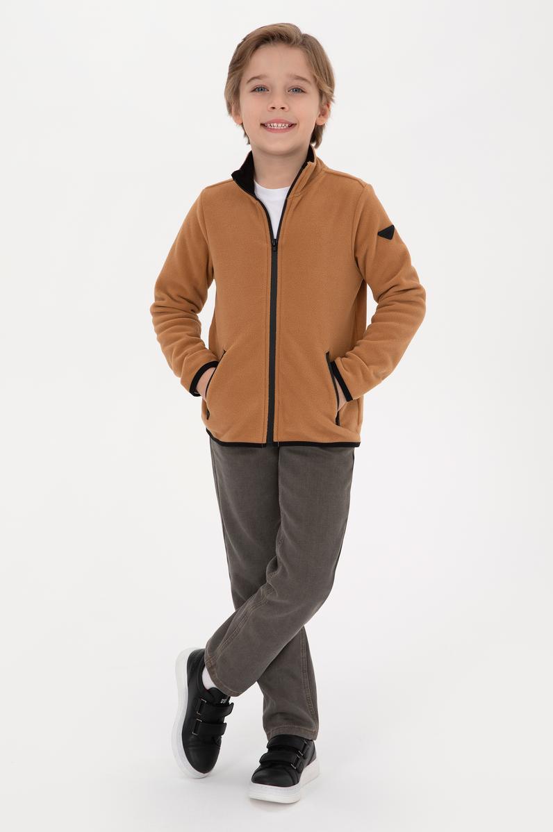 Erkek Çocuk Camel Polar Örme Hırka