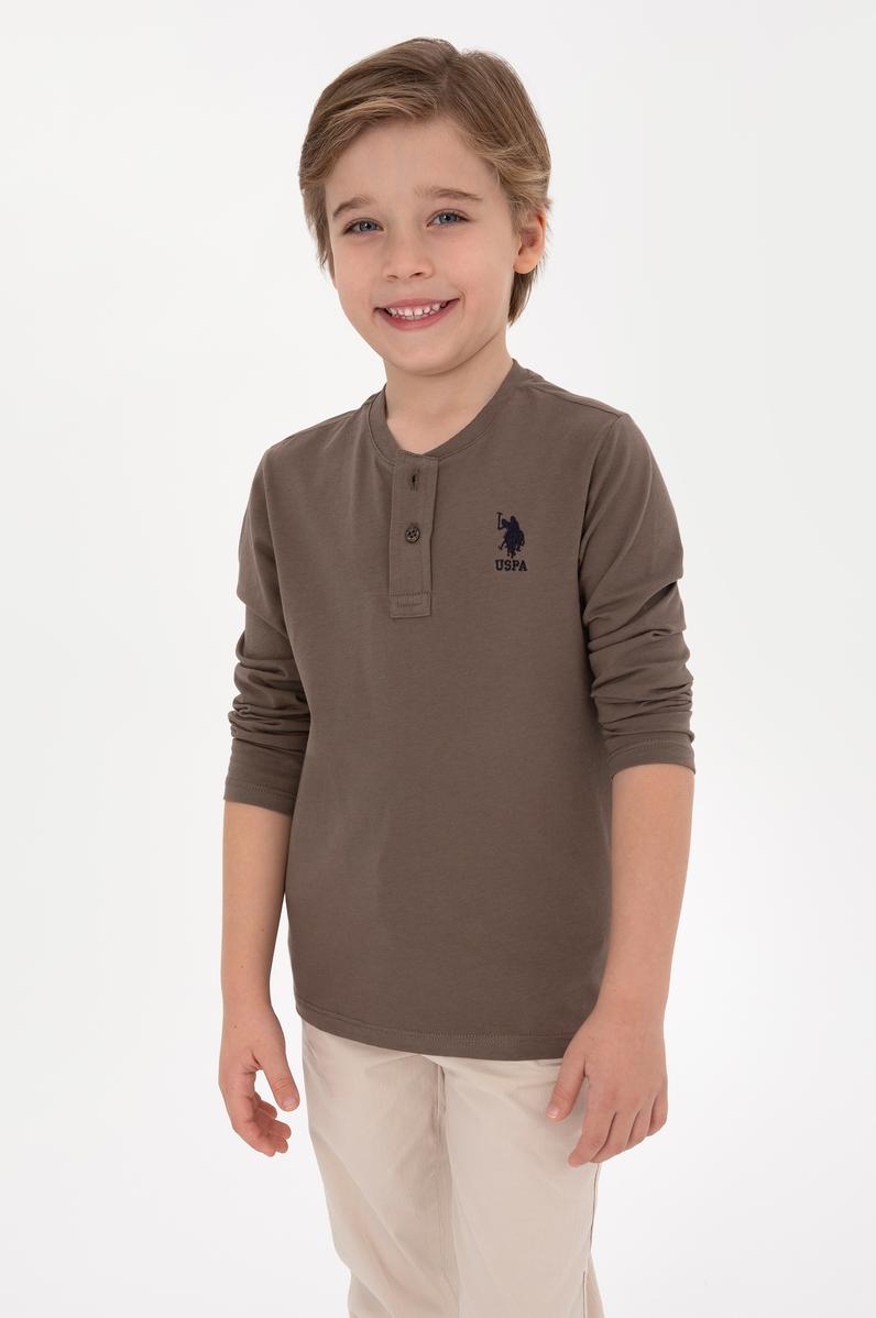 Erkek Çocuk Vizon Bisiklet Yaka Sweatshirt