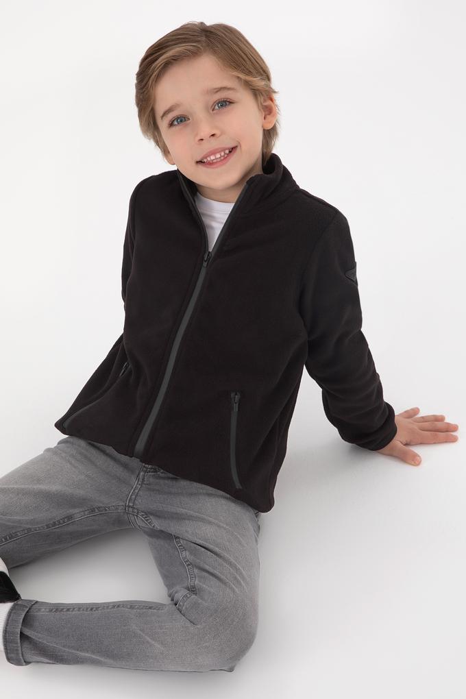 Erkek Çocuk Siyah Polar Örme Hırka