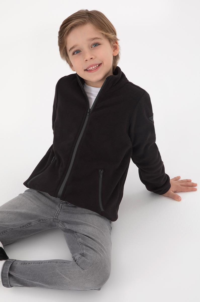 Erkek Çocuk Siyah Polar Örme Hırka