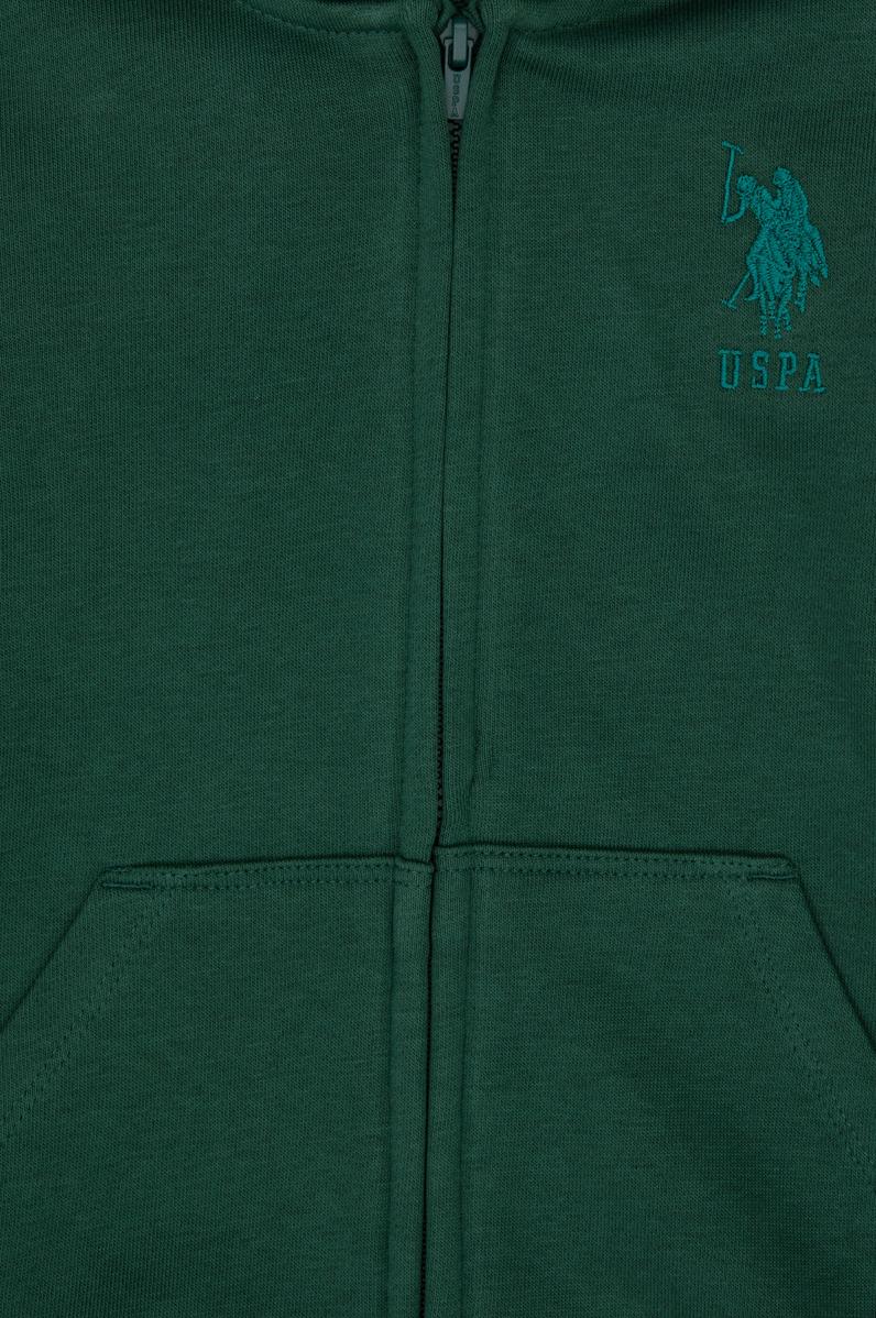 Erkek Çocuk Koyu Yeşil Basic Kapüşonlu Sweatshirt