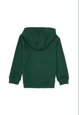 Erkek Çocuk Koyu Yeşil Basic Kapüşonlu Sweatshirt - 50308439046