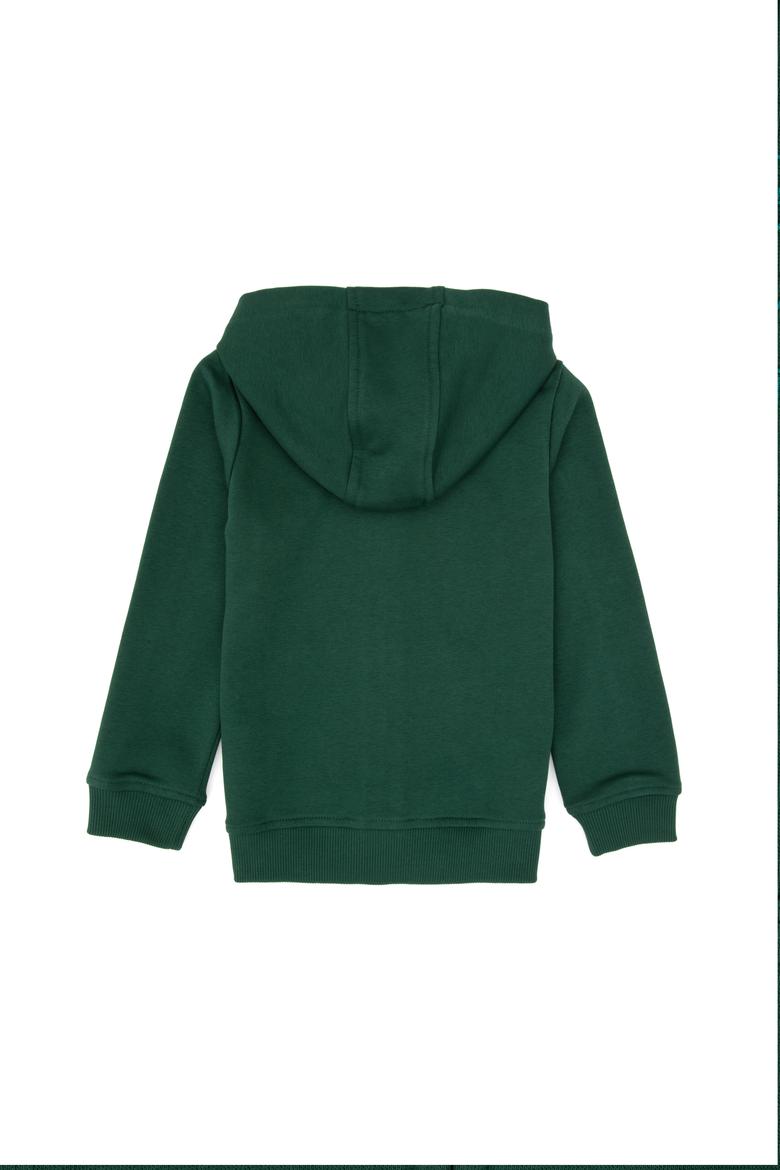Erkek Çocuk Koyu Yeşil Basic Kapüşonlu Sweatshirt - 50308439046