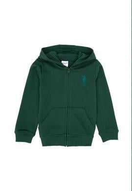 Erkek Çocuk Koyu Yeşil Basic Kapüşonlu Sweatshirt - 50308439046