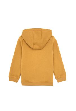 Erkek Çocuk Hardal Fermuarlı Şardonlu Kapüşonlu Örme Hırka - 50313852150