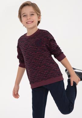 Erkek Çocuk Bordo Bisiklet Yaka Sweatshirt - 50308599034