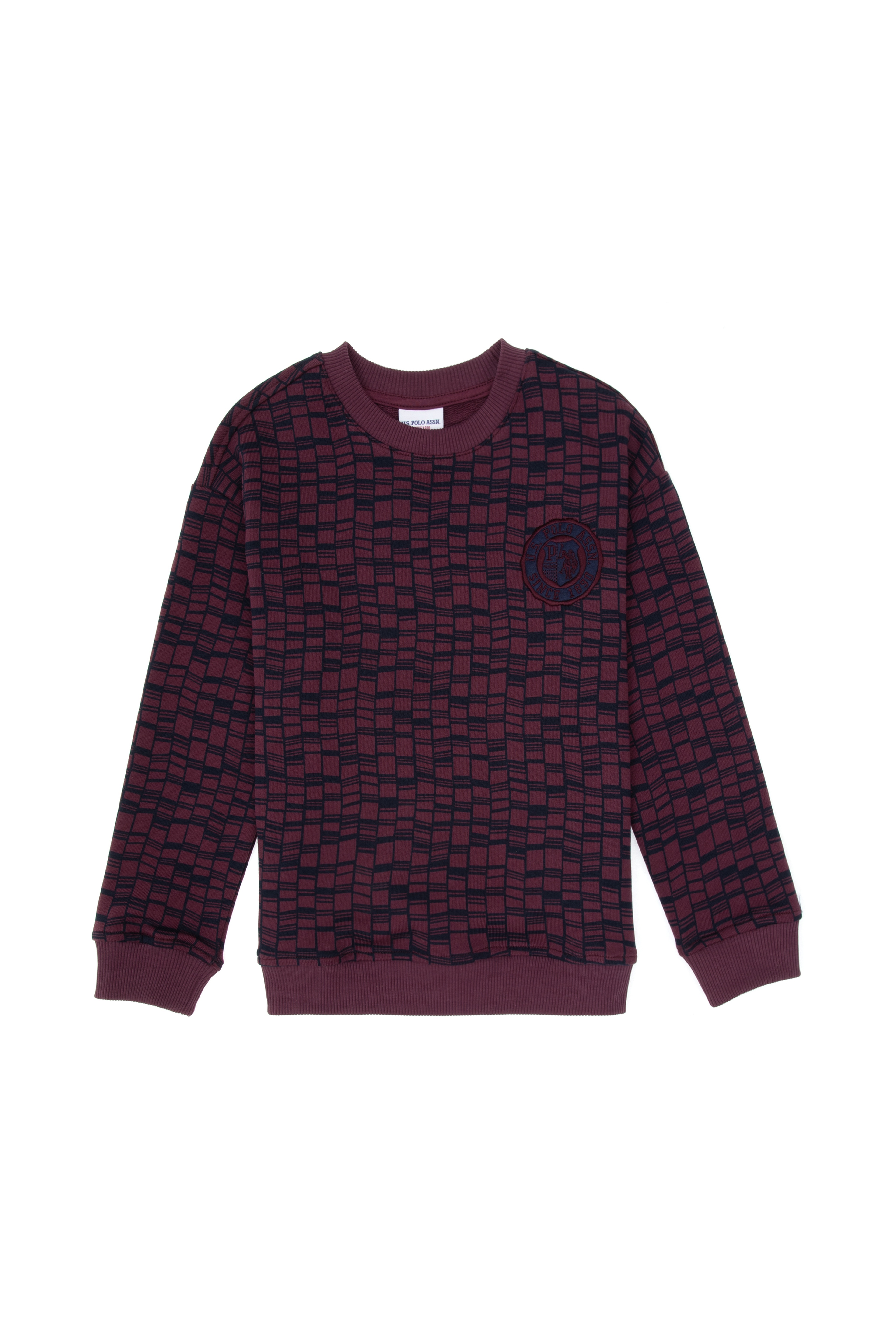 Erkek Çocuk Bordo Bisiklet Yaka Sweatshirt - Image 3