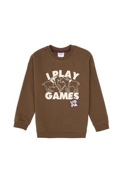 Erkek Çocuk Haki Bisiklet Yaka Sweatshirt