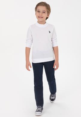 Erkek Çocuk Beyaz Basic Bisiklet Yaka Sweatshirt - 50314971035