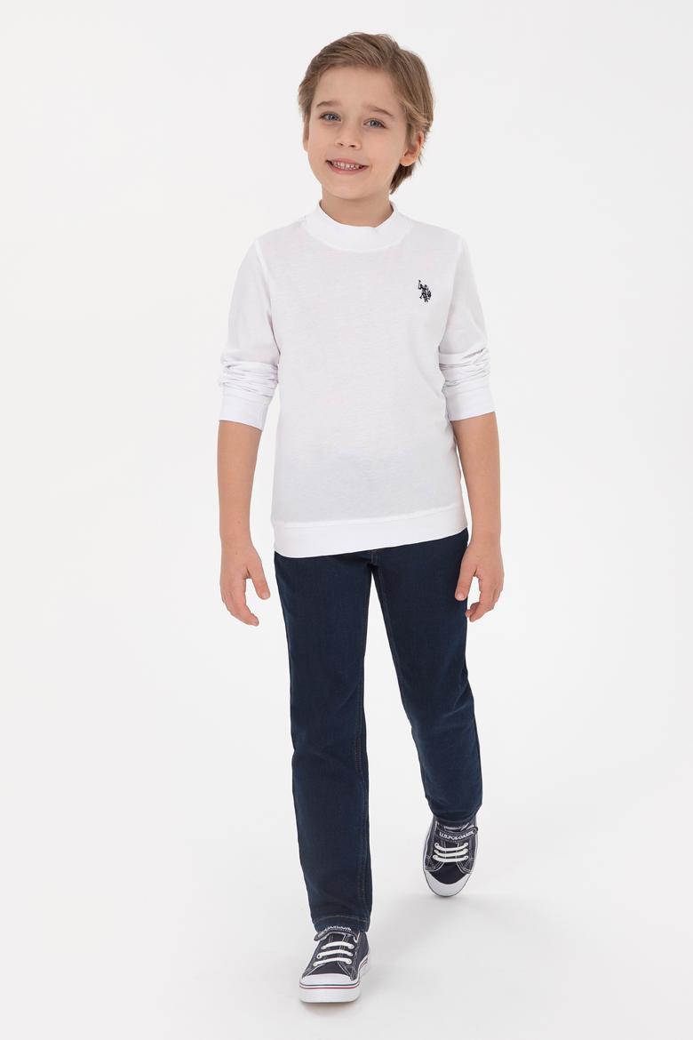 Erkek Çocuk Beyaz Basic Bisiklet Yaka Sweatshirt - 50314971035