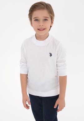 Erkek Çocuk Beyaz Basic Bisiklet Yaka Sweatshirt - 50314971035